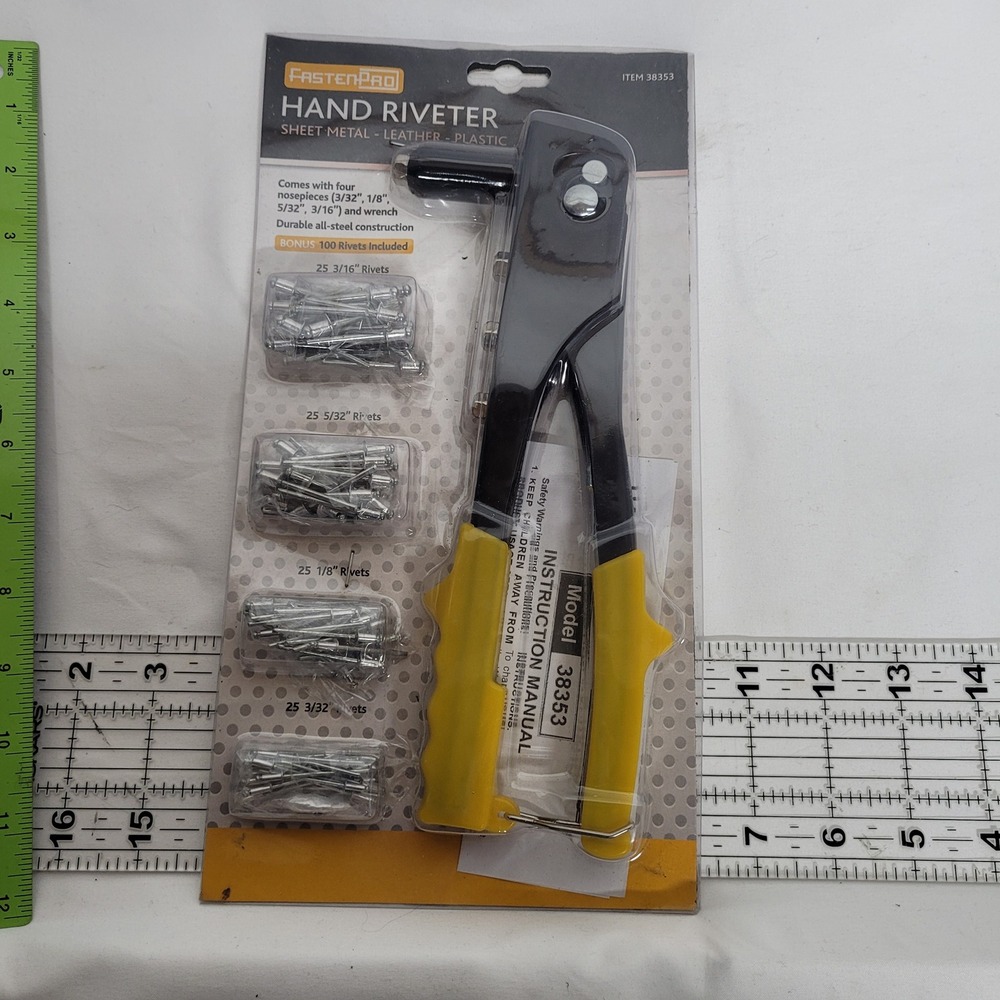 FastenPro Hand Riveter Set with 100 Rivets Item 38353 All Steel Construction